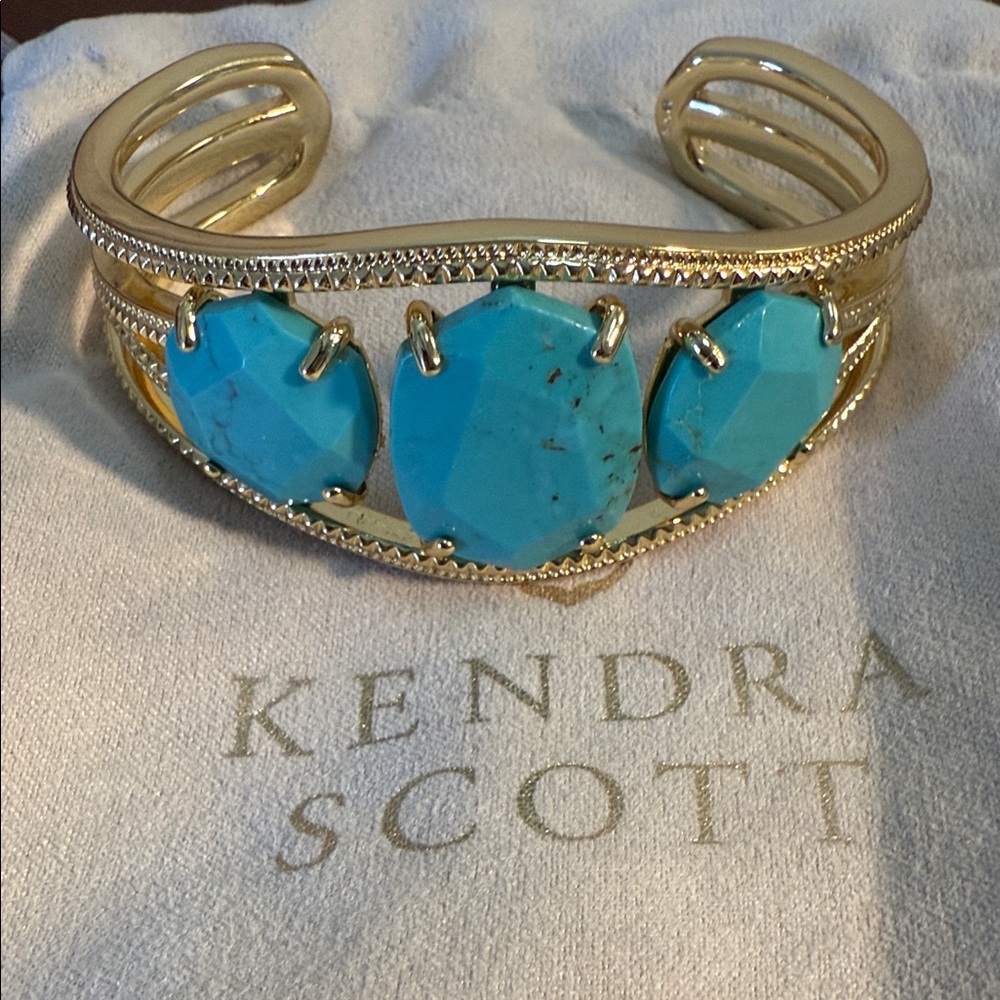Kendra Scott Daphne Gold Statement Cuff in Variegated Turquoise Magnesite